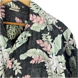 GO BAREFOOT Mens short sleeve button hawaiian floral inverted shirt - L Tall